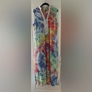 Cappagallo 16 Colorful Tropical Print Maxi Dress Cruise Travel 0080